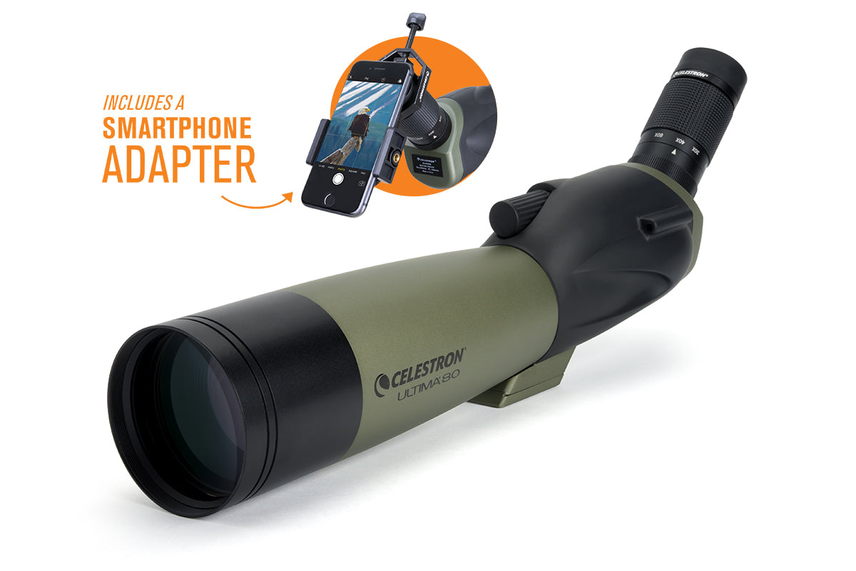 Ultima 20-60x80mm Angled Zoom Spotting Scope with Smartphone Adapter