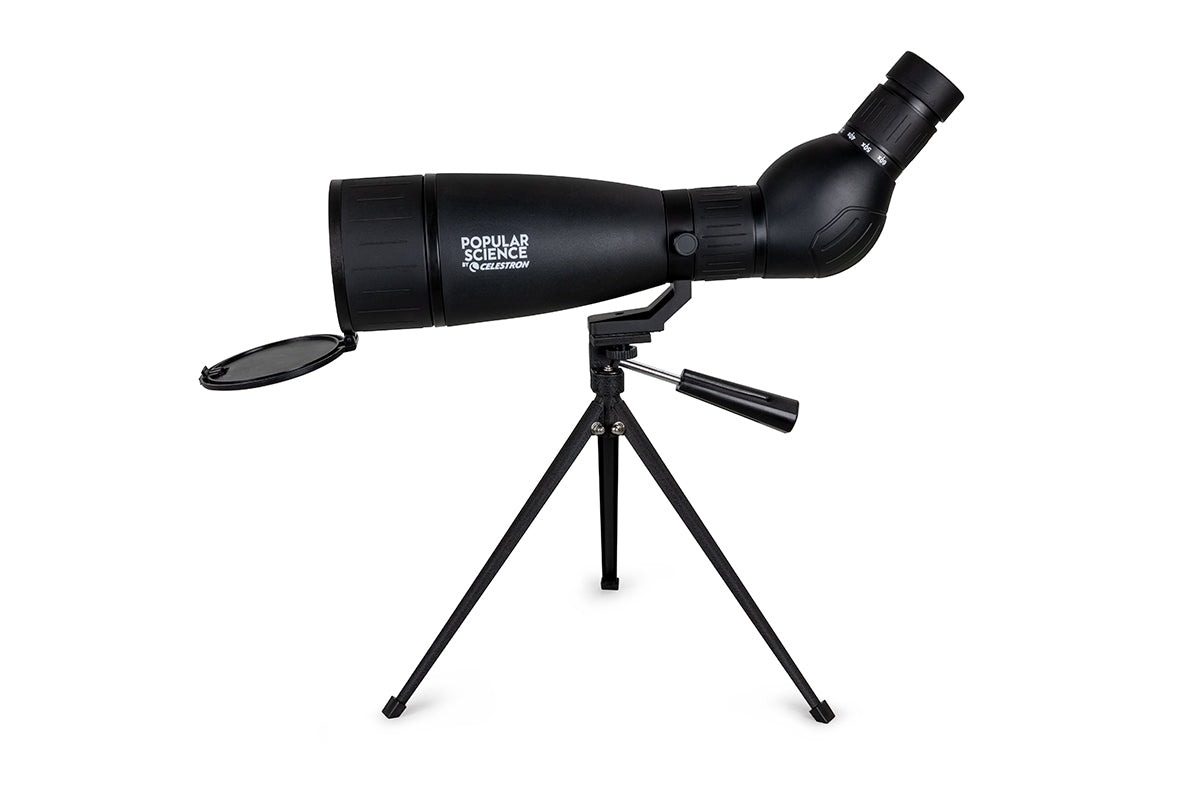 Popular Science by Celestron LandScout 20-60x80mm Angled Zoom Spotting Scope with Smartphone Adapter and Bluetooth remote