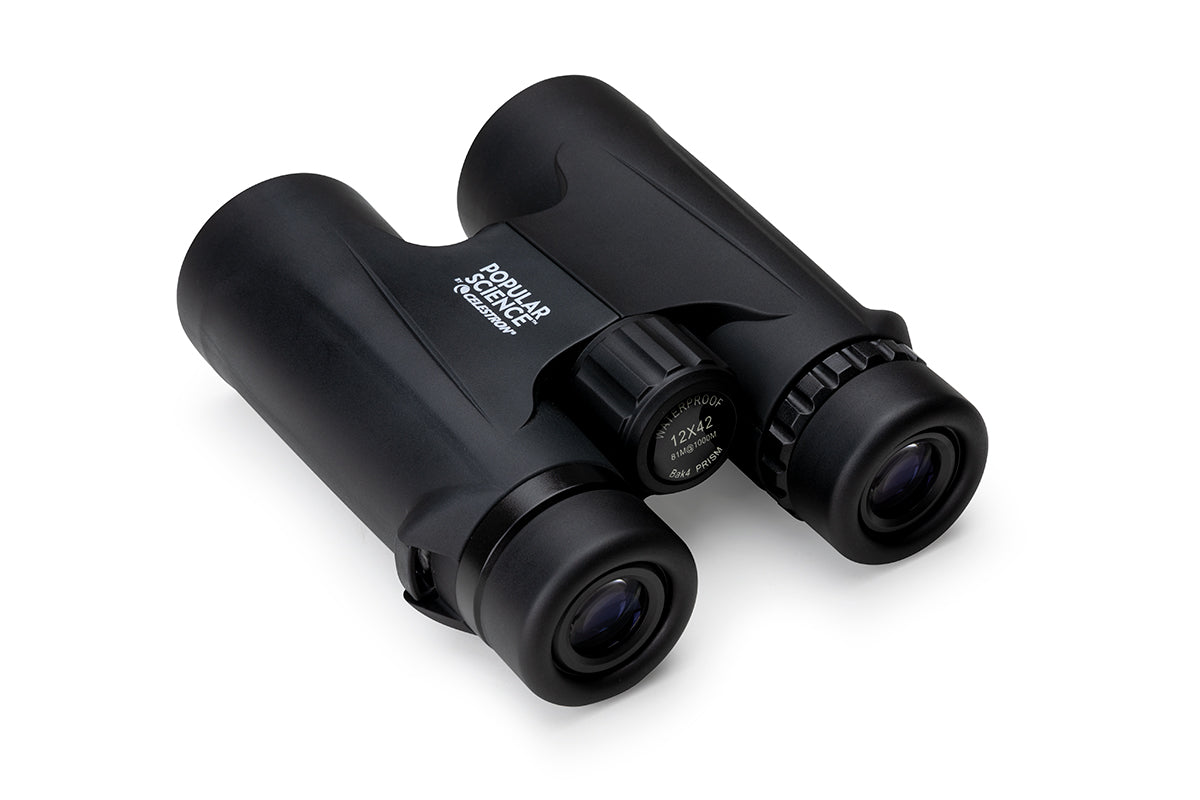 Popular Science by Celestron Outland X 12x42mm Roof Binocular with Smartphone Adapter and Bluetooth remote