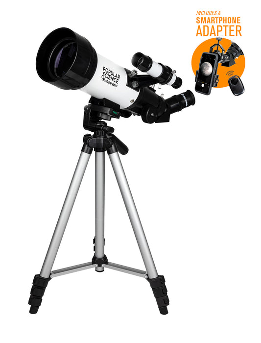 Popular Science by Celestron Travel Scope 70 Portable Telescope with Smartphone Adapter and Bluetooth Remote