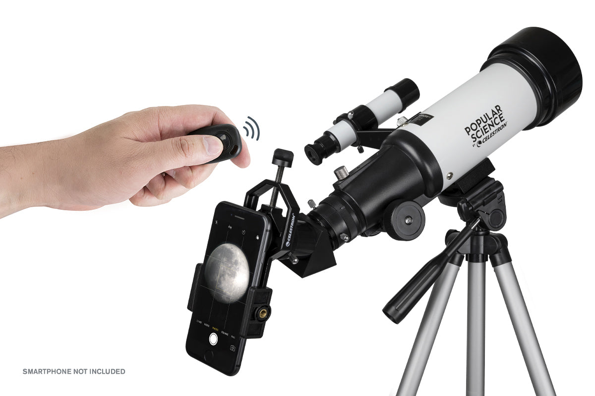 Popular Science by Celestron Travel Scope 70 Portable Telescope with Smartphone Adapter and Bluetooth Remote