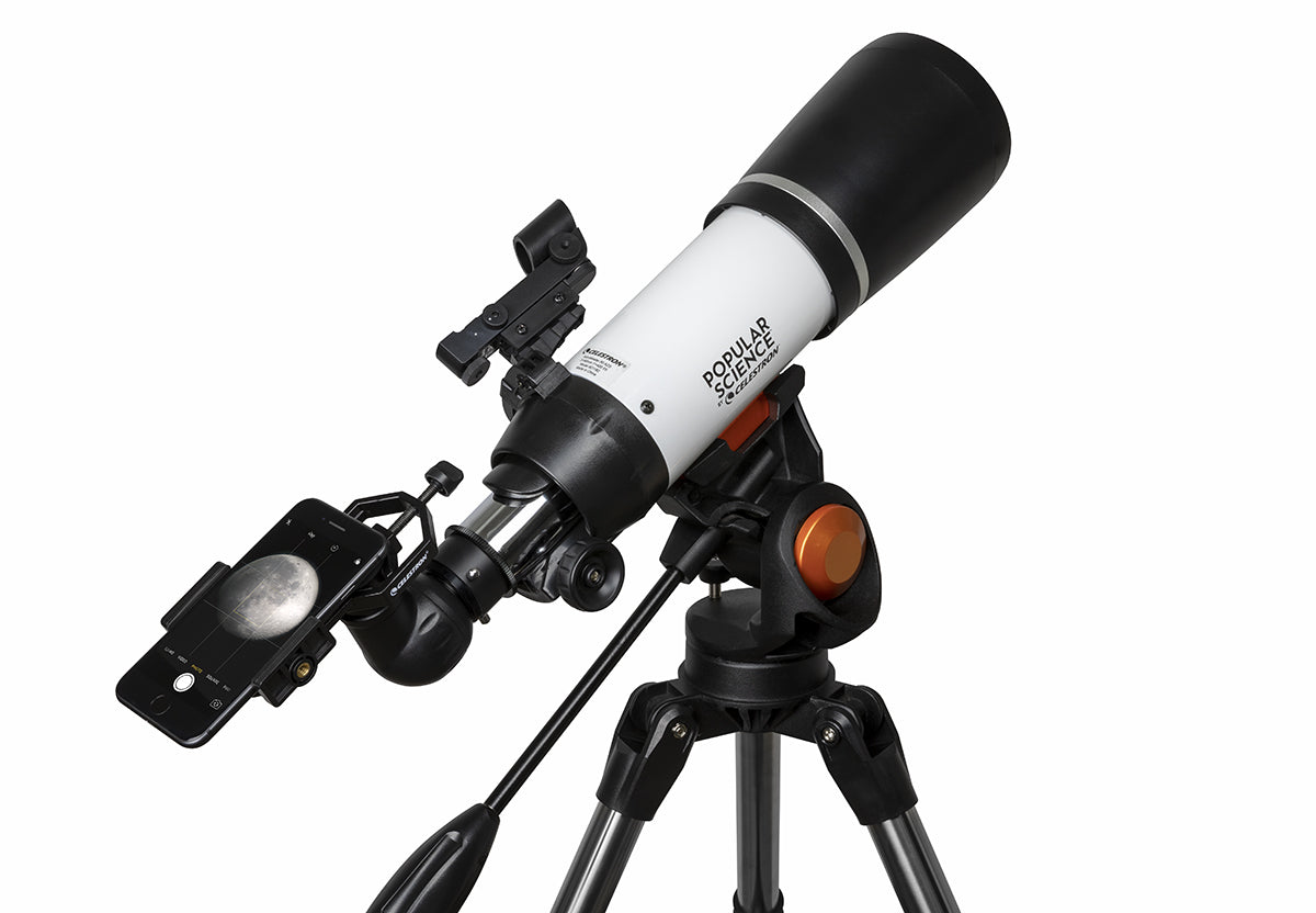 Popular Science by Celestron AstroMaster 80AZS Telescope with Smartphone Adapter and Bluetooth Remote