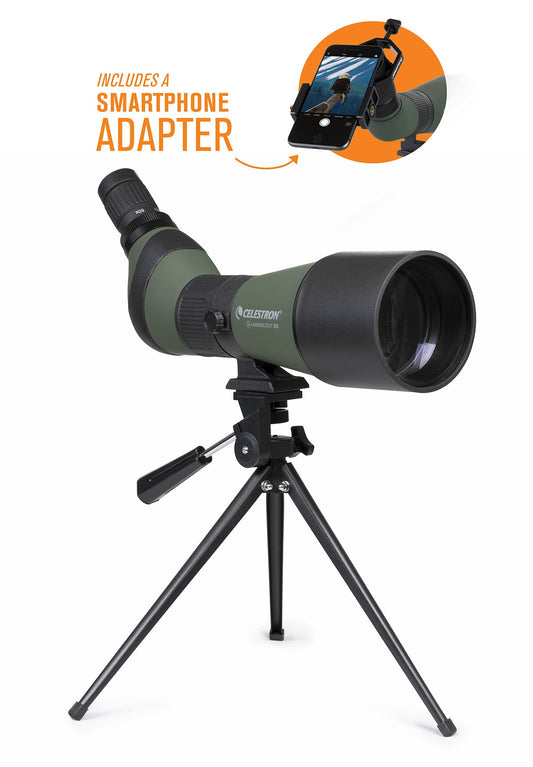 LandScout 20-60x80mm Angled Zoom Spotting Scope with Table-top Tripod and Smartphone Adapter