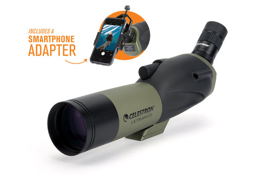 Ultima 18-55x65mm Angled Zoom Spotting Scope with Smartphone Adapter