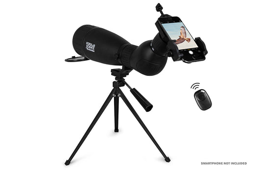 Popular Science by Celestron LandScout 20-60x80mm Angled Zoom Spotting Scope with Smartphone Adapter and Bluetooth remote