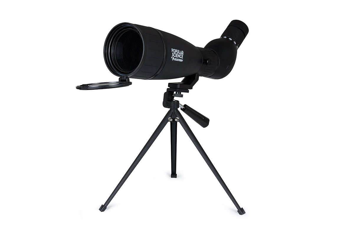 Popular Science by Celestron LandScout 20-60x80mm Angled Zoom Spotting Scope with Smartphone Adapter and Bluetooth remote