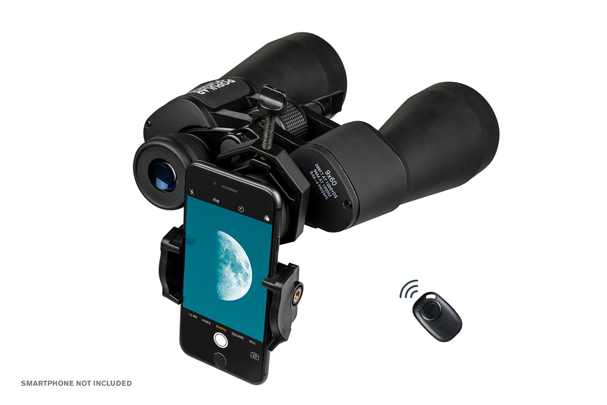 Popular Science by Celestron SkyMaster 9x60mm Porro Binocular with Smartphone Adapter and Bluetooth remote