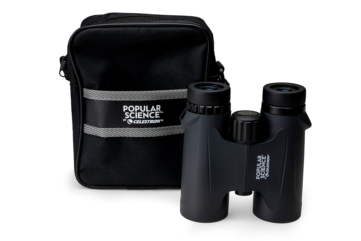 Popular Science by Celestron Outland X 10x32mm Roof Binocular with Smartphone Adapter and Bluetooth remote
