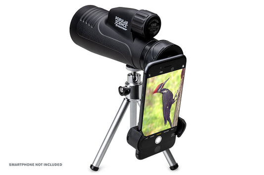 Popular Science by Celestron Outland X 12x50mm Monocular with Tripod, Smartphone Adapter, and Bluetooth remote